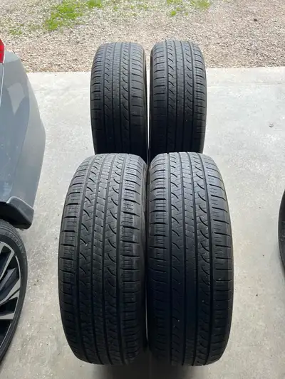 Set of 4 tires with about 50% tread remaining.(6/32”) One tire has a bit of edge cupping but still l...
