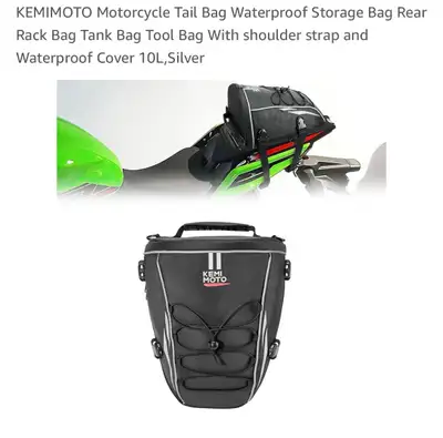 I'm offering a brand new KEMIMOTO motorcycle tail bag that boasts waterproof storage, a rear rack an...