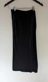 Navy Blue Velvet Stretchy Long Skirt - One Size 
