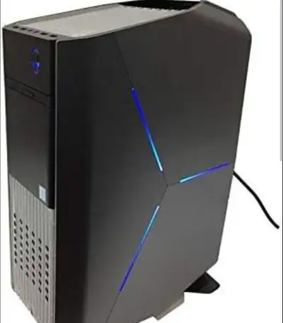 Alienware gaming desktop and curved monitor, View more