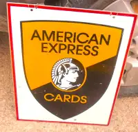 Vintage Tin Double Sided  American Express Card  Sign
