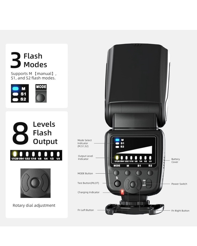 PHOTOOLEX FK300 Camera Flash Speedlite for Canon Nikon Sony Pana in Cameras & Camcorders in Hamilton - Image 4