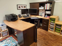 Desk, bookcase and chair
