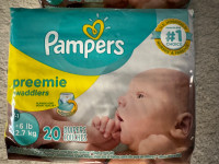 60 PREEMIE Pampers Swaddlers Diapers! 3-pack (20 diapers each)!