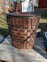 Wicker Laundry Basket, 24"H x 20"W, Lightweight, Dark Brown 