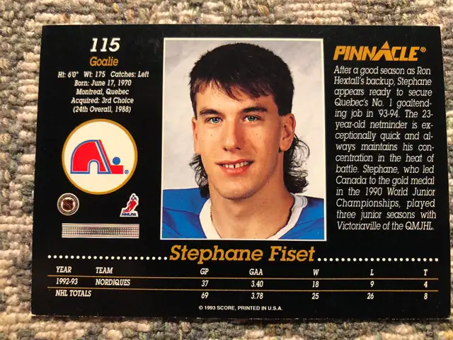 1993  Stephen Fiset Nordiques card in Arts & Collectibles in London - Image 3