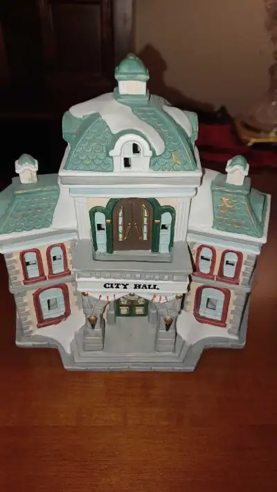 7.5"T Vintage City Hall Christmas Village House, View more