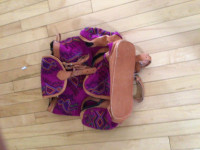 Guatemala leather and cloth backpack 