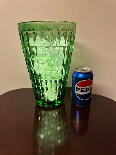 Large, Vintage, Diamond Pattern, Green, HeavyVase by E.O. Brody, View more