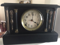 Antique USA forestville by session mantel chiming winding clock 