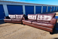Cindy Crawford genuine leather couch set