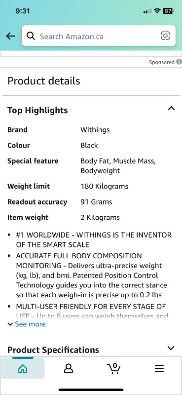 Brand new Withings  Body+ smart scale in Other in Markham / York Region - Image 3