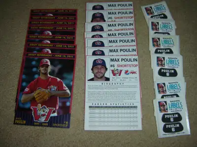 14 oversize Max Poulin baseball cards commemorating the occasion of the retirement of his Goldeyes #...