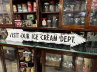 Large porcelain Ice Cream arrow sign 