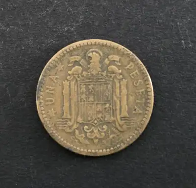 1947 Spanish 1 Peseta Coin, Francisco Franco, 79-year-old Coin,, View more