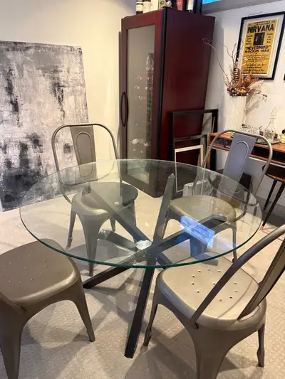 48” Round Glass Modern Pedestal Table ($295 OBO), View more