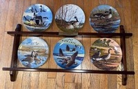 ❤️6 VINTAGE PLATES + WALL SHELF -  ‘WINGS UPON THE WIND’