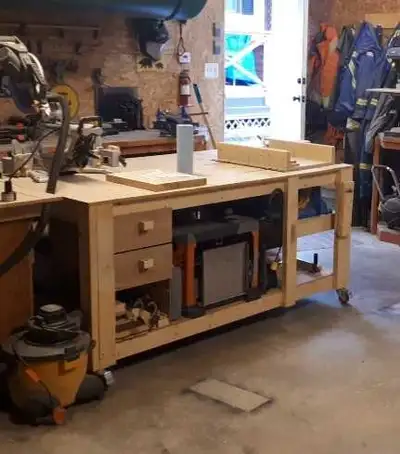 Work bench with table saw, View more