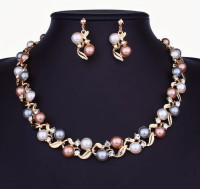 Faux pearl necklace and earring set