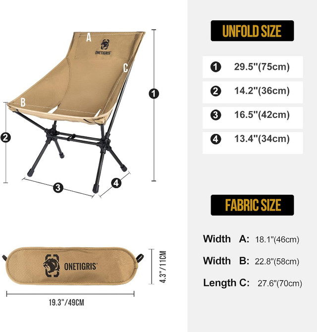 OneTigris High Camping Chair in Fishing, Camping & Outdoors in City of Toronto - Image 4