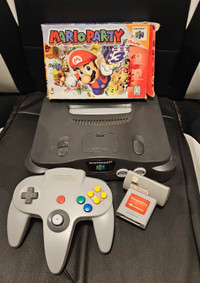 Nintendo 64 with Mario party. 