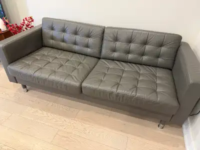 Gray Leather Tufted Sofa, View more