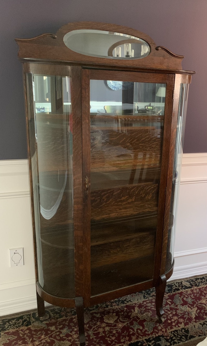Antique curio with curved glass Hutches & Display