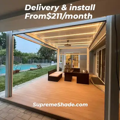 Motorized Pergola, BBQ Outdoor Kitchen, Prefab Pools, View more