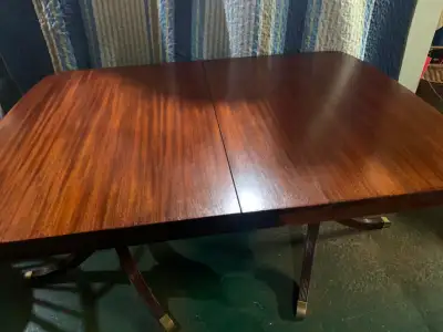 Dining wood table (with leaf) and 4 chairs, View more
