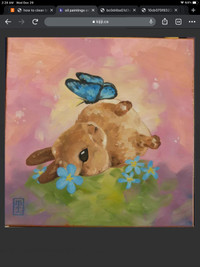 Oil painting cute baby bunny rabbit