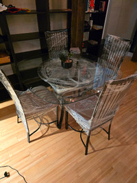 Metal / Glass Dining Table with 4 chairs