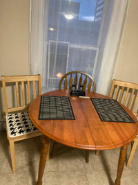 Oak table and chairs. 
