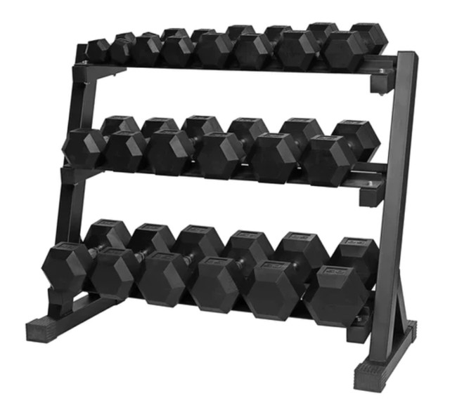 5-50 LB Premium Rubber Hex Dumbbell Set with Stand in Exercise Equipment in Ottawa