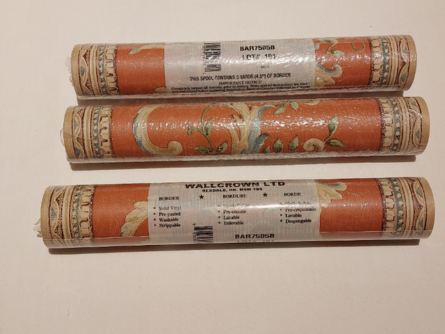 3 rolls of 9 in x 15 ft Prepasted Wallpaper Borders , $60 in Floors & Walls in Mississauga / Peel Region - Image 2