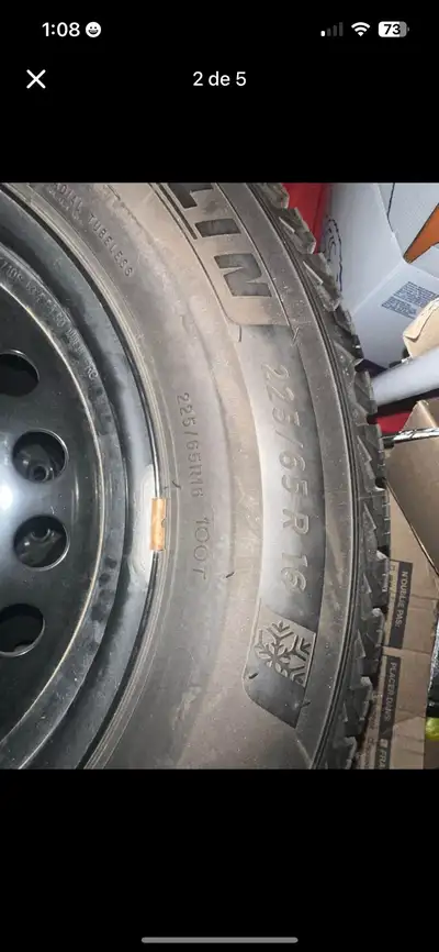 For Sale: Winter Tires with Rims Set of 4 225/65R16 winter tires, mounted on steel rims, previously...