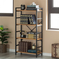 Fabulaxe Brown Metal 4-Shelf Standard BookcaseArticle