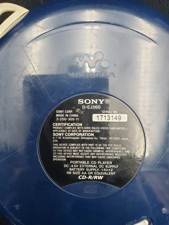 SONY D-EJ360 BLUE CD WALKMAN PSYC G-PROTECTION TESTED WORKING533465073766912005