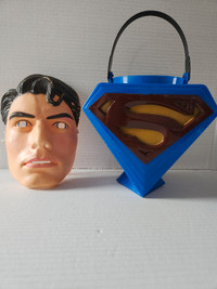 Vintage Superman mask and Superman Halloween bucket