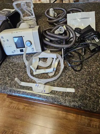 Resmed Cpap machine Accessories included Water well Med mask Med nose piece 2 Heated hoses 2 new fil...