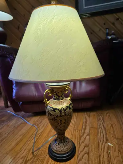Vintage Italian Rocco Enamel Guilded Table Lamp, View more