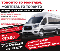 Rideshares from Toronto to Montréal and Return