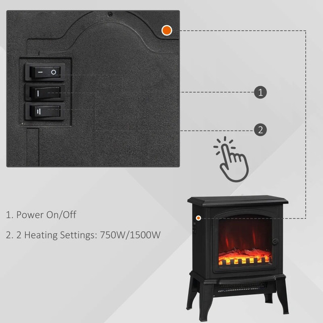 Electric Fireplace Heater, Freestanding Fireplace Stove with Rea in Fireplace & Firewood in Oshawa / Durham Region - Image 4