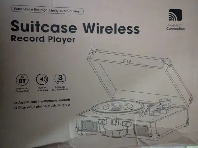 Experience the high fidelity audio of vinyl with this suitcase wireless record player. It features B...