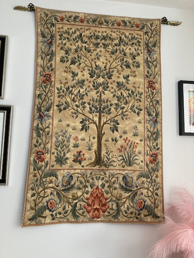 Tapisserie murale vintage ''Arbre de vie''. Achetée à Londres., View more