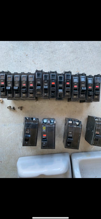 Lot of Electric Panel Upgrade Switches