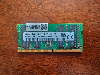 SK HYNIX 16GB 2RX8 DDR4 SO-DIMM PC4-21300 2666MHZ Memory Module 16GB 2Rx8 PC4-2666V-SE1-11 HMA82GS6J...