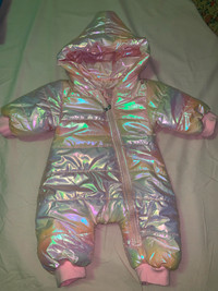 Baby shinny pink puffer coat only $40 size 6-9 months