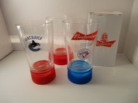 3 x Verres Budweiser Hockey Canucks & Bluejays Edition