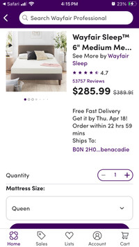Wayfair sleep 6” medium memory foam mattress 