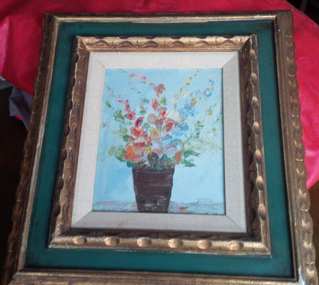 Double Framed Floral Oil Painting, 1965, Alexander Kwartler in Arts & Collectibles in Stratford